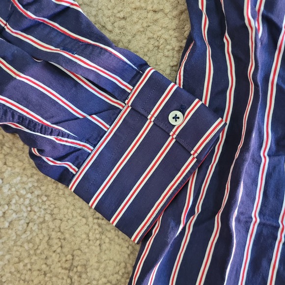 Zara Man Red, White & Blue Striped Slim Fit Long Sleeve Button Up Shirt. Size L - Picture 4 of 8